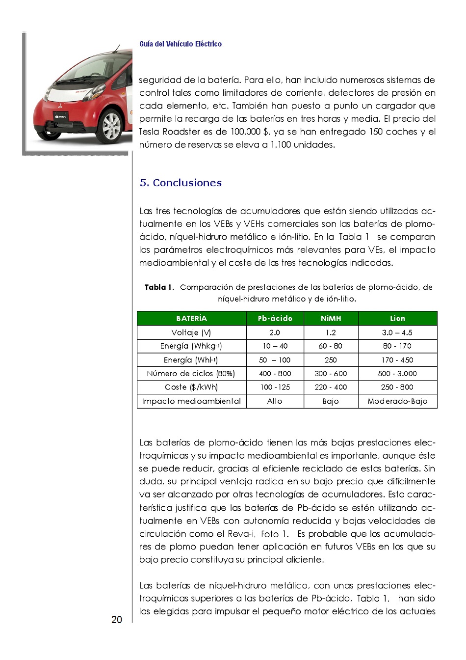 Bateras Recargables Avanzadas para Vehculos Elctricos. Pgina 20