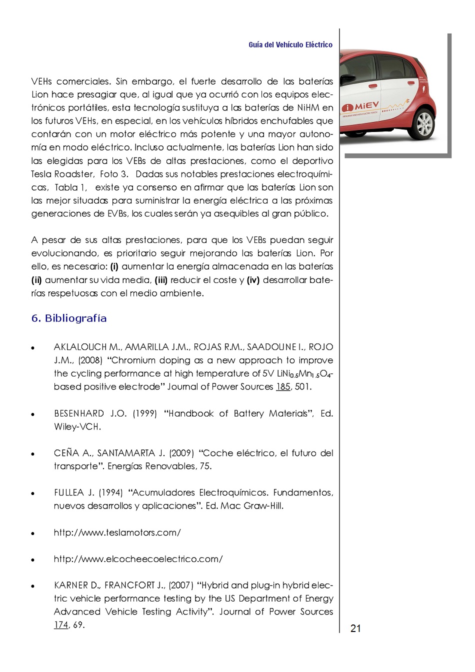 Bateras Recargables Avanzadas para Vehculos Elctricos. Pgina 21