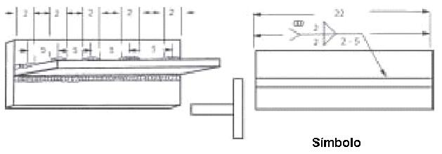 Representacin grfica de soldadura combinada continua y discontinua con lados opuestos de junta