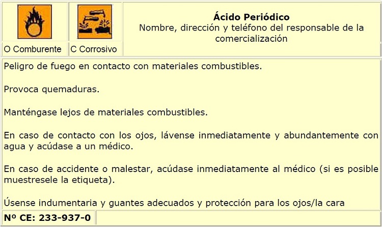 Modelo de etiqueta para sustancias peligrosas