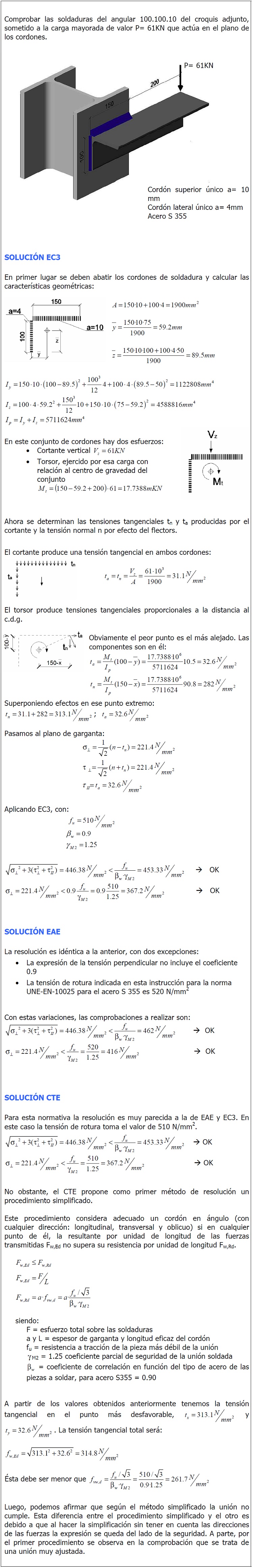 Comprobacin de la soldadura de un perfil angular a un soporte