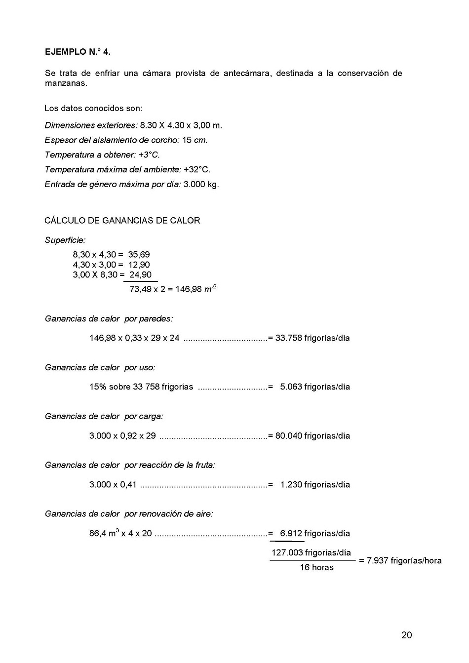 Clculo de instalaciones frigorficas. Pgina 20