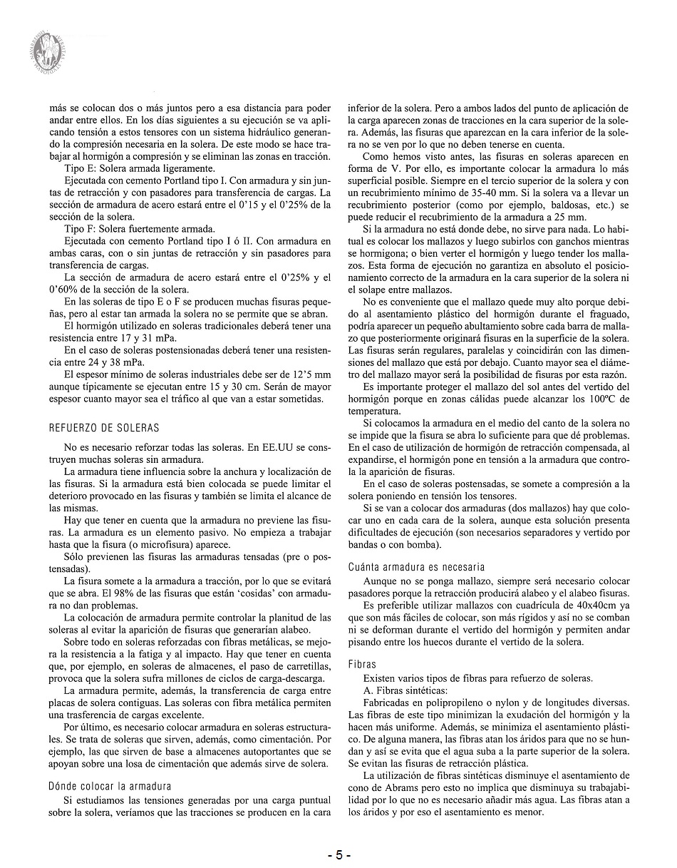 Diseo y Ejecucin de Soleras Industriales: Problemas y Soluciones. Pgina 05