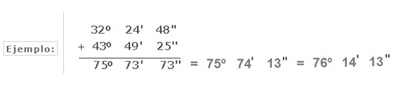 Suma de grados minutos y segundos